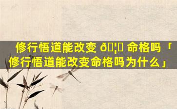 修行悟道能改变 🦋 命格吗「修行悟道能改变命格吗为什么」